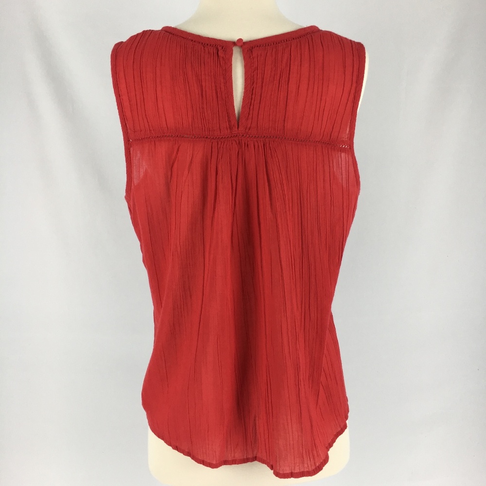 Lucky Brand Red Embroidered Peacock Tank Size M - Picture 5 of 8